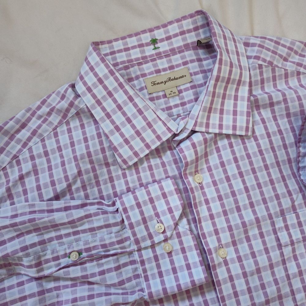Tommy Bahama Pink Plaid Long Sleeve‎ Button Down Size 18 34-35